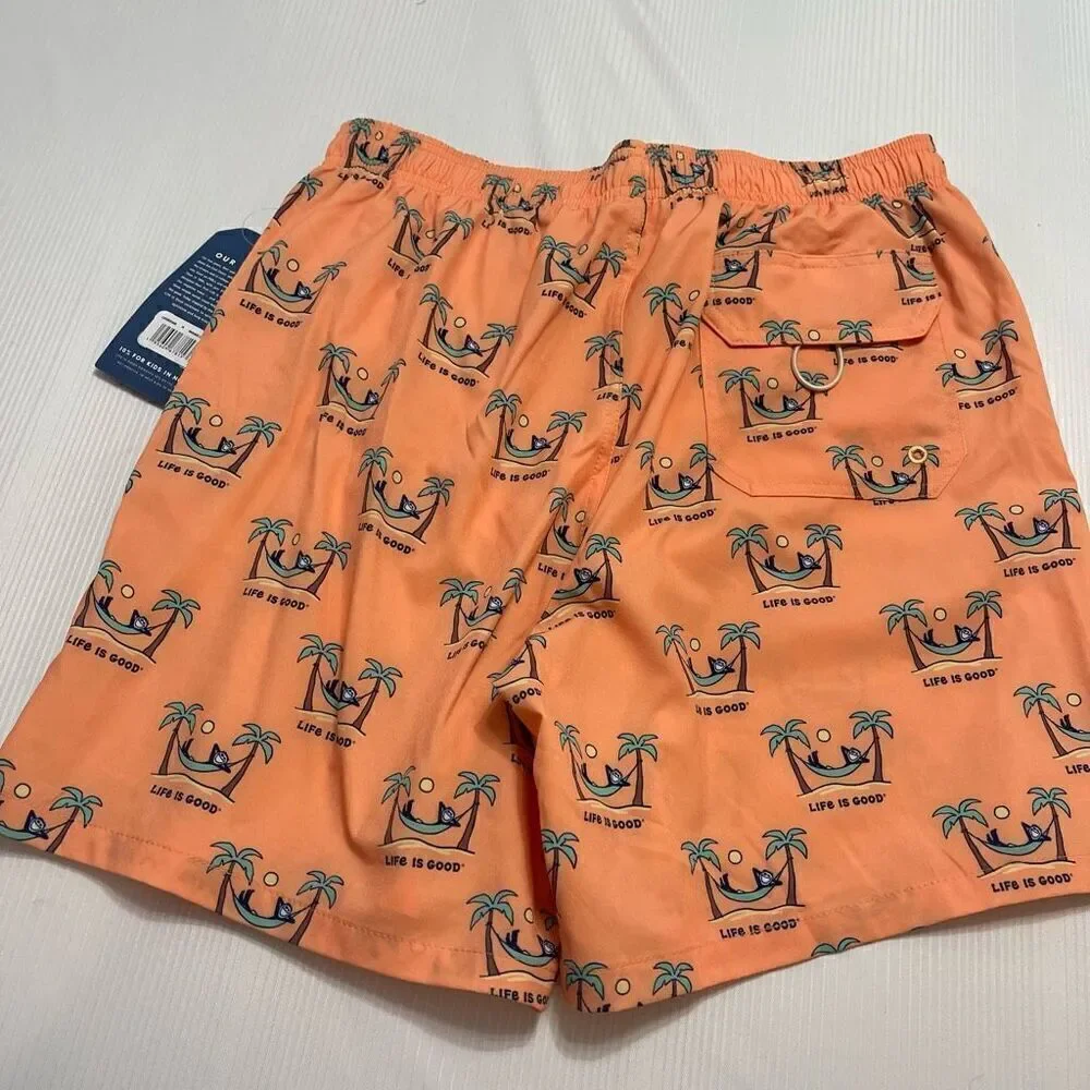Life is Good Swim Trunks Board Shorts Blue UPF 50+ Lined Mesh Size Medium New